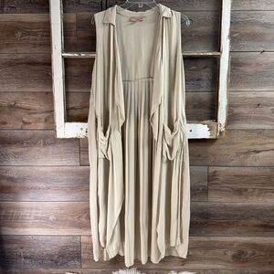 Philosophy Republic S Beige Waterfall Tunic Cardigan Boho Chic Drape Lagenlook